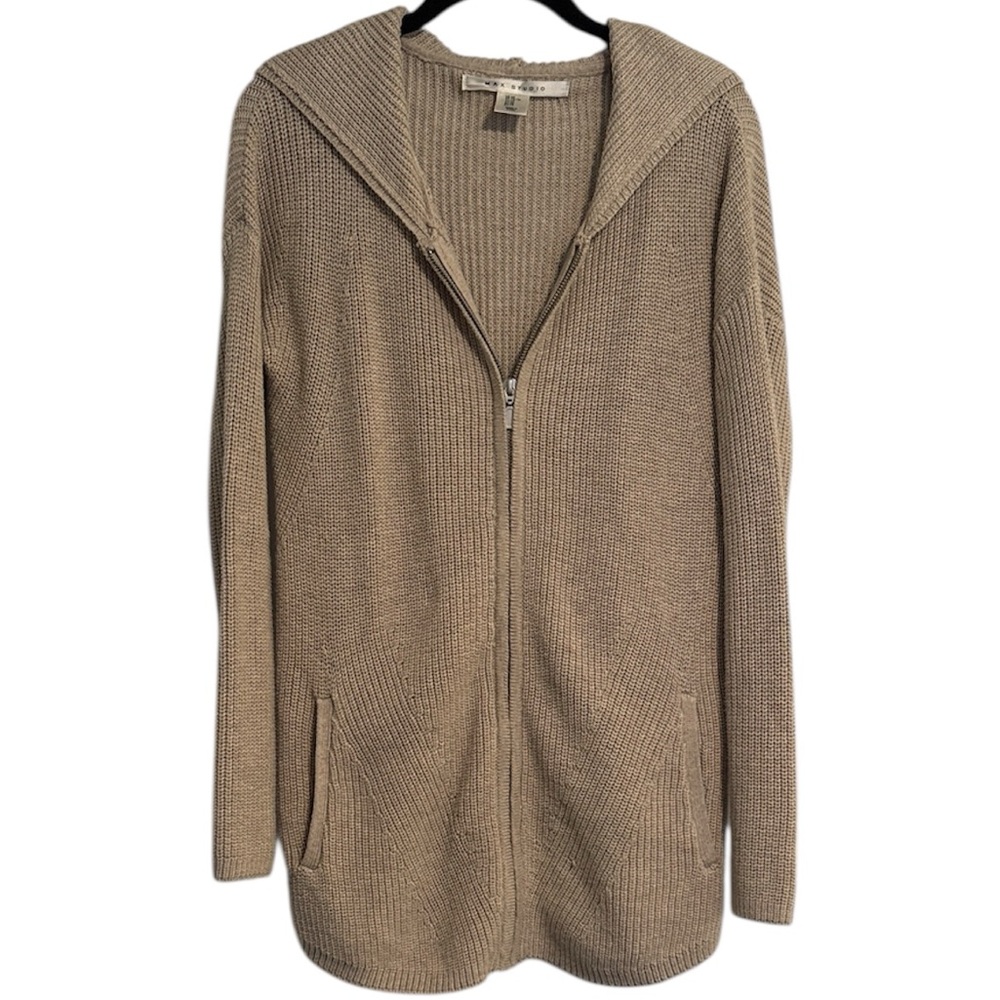Max Studio Hooded Zip Up Cardigan with Pockets